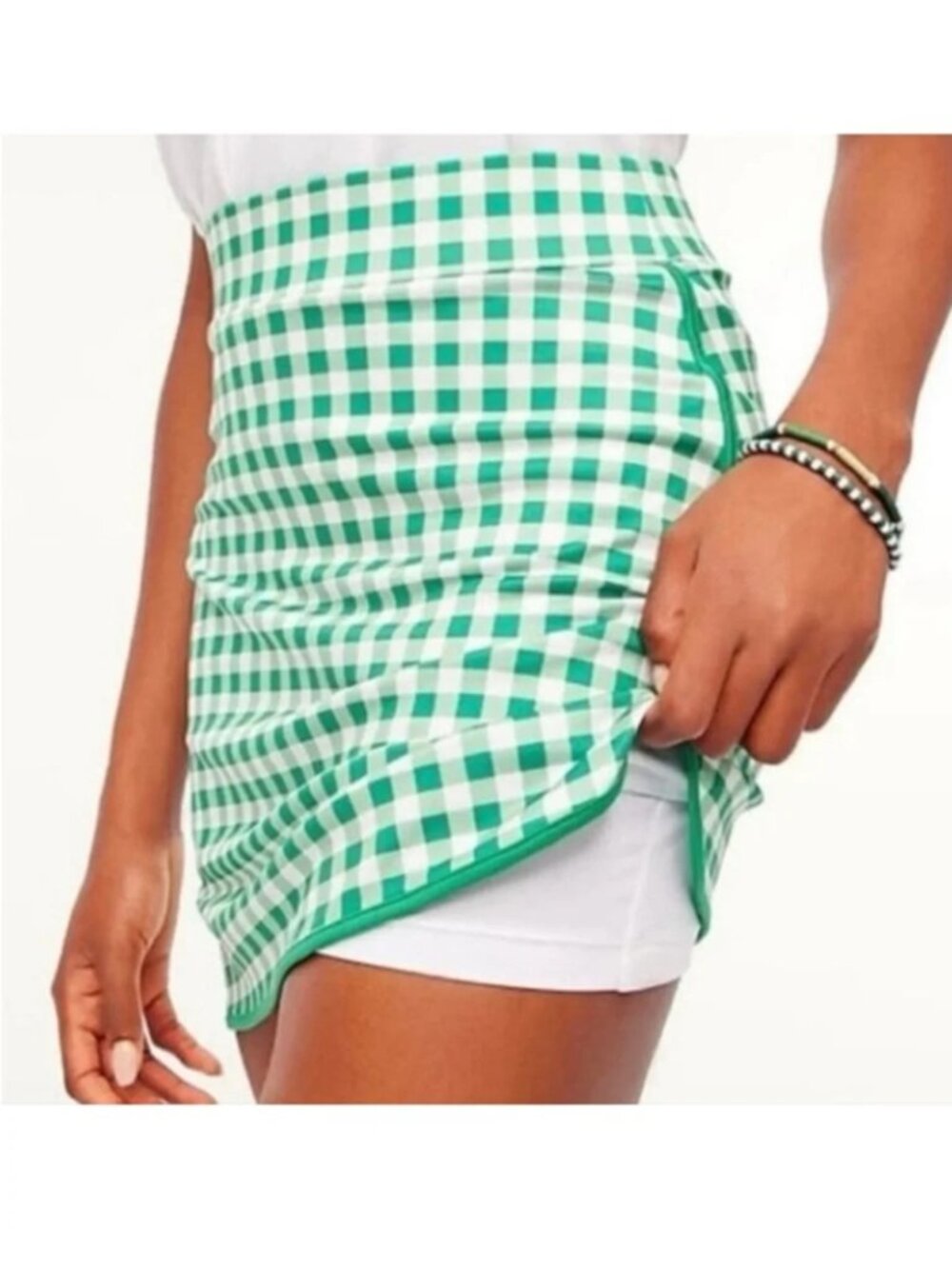 ⭐ J. Crew Green & White Gingham Plaid Active Skort XS